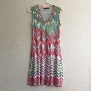 David Cline Womens Dress Size Small Multicolor Sleeveless Knit Travel Cruise